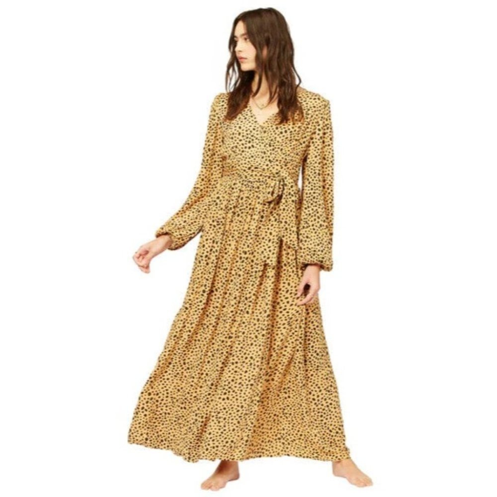 Billabong BNWT Nine Lives Wrap Maxi Dress Gold Dust Long Maxi Size XS - Picture 4 of 12